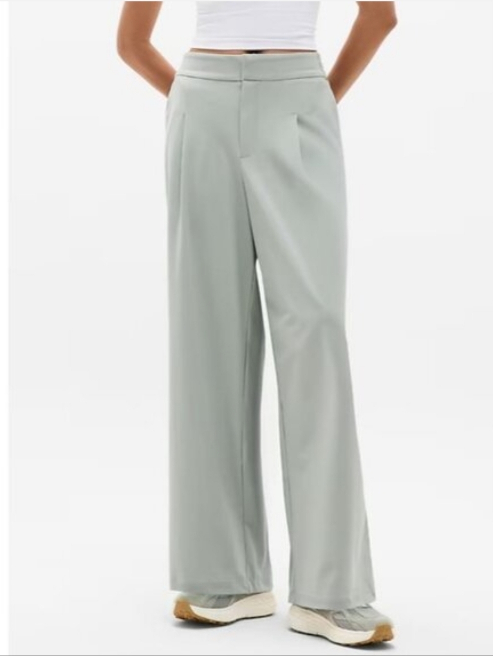 NWT Athleta Pinnacle Trouser High Rise Wide Leg Sage Green Stretchy Careerwear - Picture 3 of 14